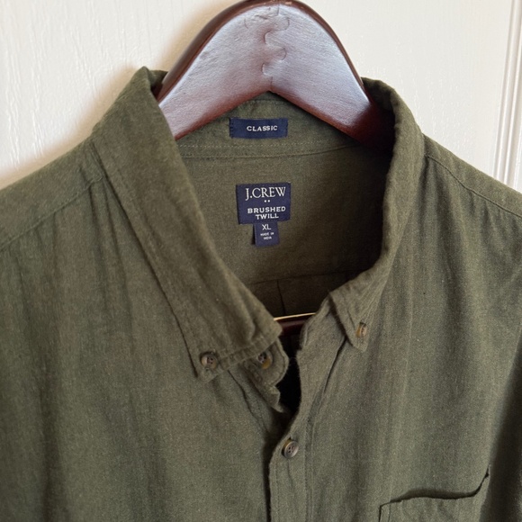J. Crew Men's Green Brushed Twill Long Sleeve Button Down Shirt Sz XL - Picture 1 of 5